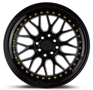 Aodhan Wheels AH02 Gloss Black Gold Rivet