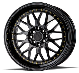 Aodhan Wheels AH02 Gloss Black Gold Rivet