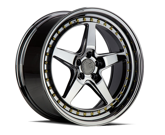 Aodhan Wheels DS05 Black Vacuum Gold Rivets