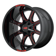 Moto Metal Wheels MO970 Gloss Black Milled With Red Tint & Moto Metal On Lip