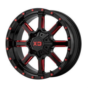 XD Wheels XD838 Mammoth Gloss Black Milled With Red Tint Clear Coat